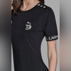 Karl Lagerfeld logo Tee Black Short Sleeve Tee with Embroidered Detail